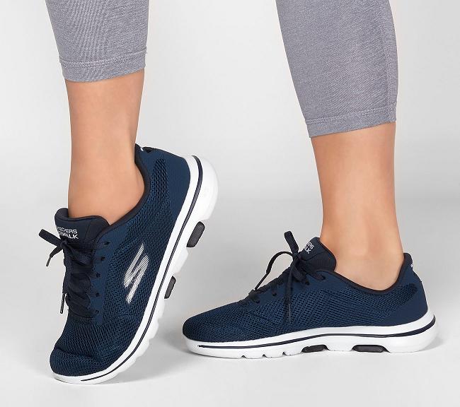 Zapatillas Para Caminar Skechers Mujer - GOwalk 5 Azul Marino OBXJS2079
